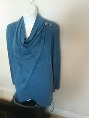Women's Draped Cowl Neck Top in Teal
